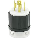 Leviton 2721 30 Amp, 250 Volt 3-phase, NEMA L15-30P, 3P, 4W, Locking Plug, Industrial Grade, Grounding - Black-White