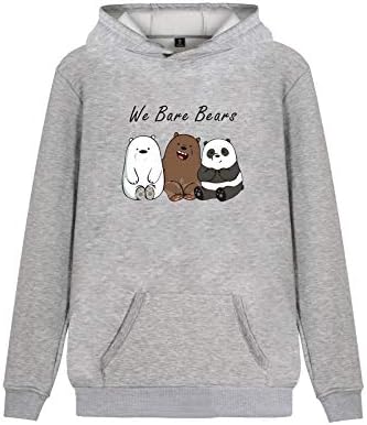 We Bare Bears Casual Suitable for Men and Women Crew Neck Short Sleeve Printed Hooded Sweatshirt