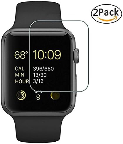 2pcs Apple Watch 38mm Tempered Glass Screen Protector Series 3 / 2 / 1 Compatible, Premium Anti Scratch Resistant Anti-Fingerprint Glass Screen Film for Apple iWatch 38mm