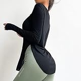 G4Free Womens Long Sleeve UPF 50+ Sun Protection Workout Top Black view 2