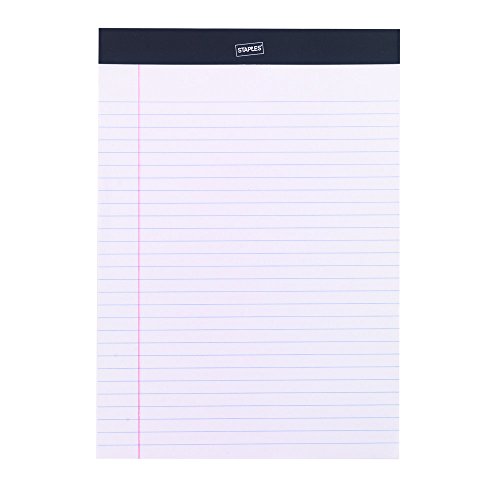 Staples Perforated Notepad, Wide Ruled, White, 8-1/2