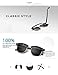 LUENX Men Semi Rimless Polarized Sunglasses Women UV 400 Protection Black Lens Black Glossy Retro Classic Frame 51MM,with Case