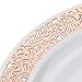 Disposable Wedding Dinnerware Set 303pc/50 Guest Rose Gold Premium | 50 Dinner Plates, 50 Dessert Plates, 100 Forks, 50 Spoons, 50 Knives, 3pc Serving Set (50 Guest Set, Rose Gold)