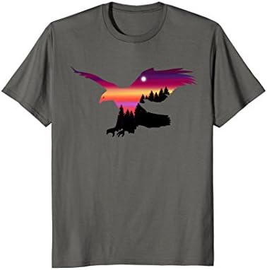 Mens Beautiful Flying Eagle Surreal Sky Silhouette T-Shirt Medium Asphalt
