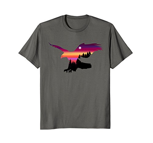 Mens Beautiful Flying Eagle Surreal Sky Silhouette T-Shirt Medium Asphalt