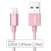 Lizone Apple MFi Certified Nylon Braided USB Cable with Lightning Connector - 3.3 Feet - Rose Gold
