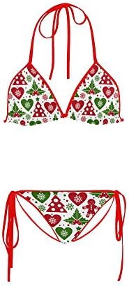 Women's Christmas Tree and Mistletoe Two Pieces Bikini Sets Swimwear Swimsuit