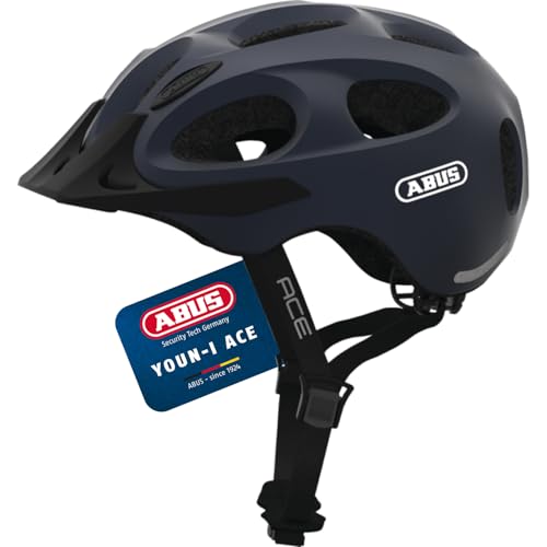 ABUS Stadthelm Youn-I ACE - mit integriertem LED-Rücklicht - Fahrradhelm für den Alltag - für Damen und Herren - Dunkelblau Matt, Größe S