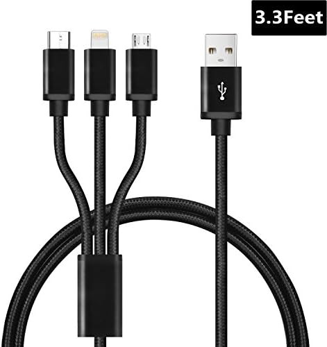USB Type C / Lightning / Micro 3 in 1 Charging Cable, Getwow 3.3 ft / 1m Multiple Universal Charging Cable for iPhone, iPad and Android Smartphone