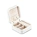 Vlando Small Travel Jewelry Box Organizer - Faux Leather Storage Case for Rings Earrings Necklace - Best Gifts Choice for Girls Women, Pearl White