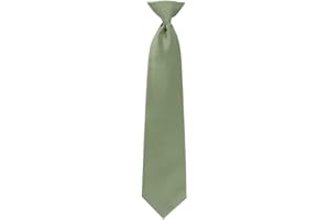 Umo Lorenzo Boys Clip on Tie Solid Neck Tie for Infants to Kids 12 Years old, Sage Green, Ages 3-5 (11 inch tie)