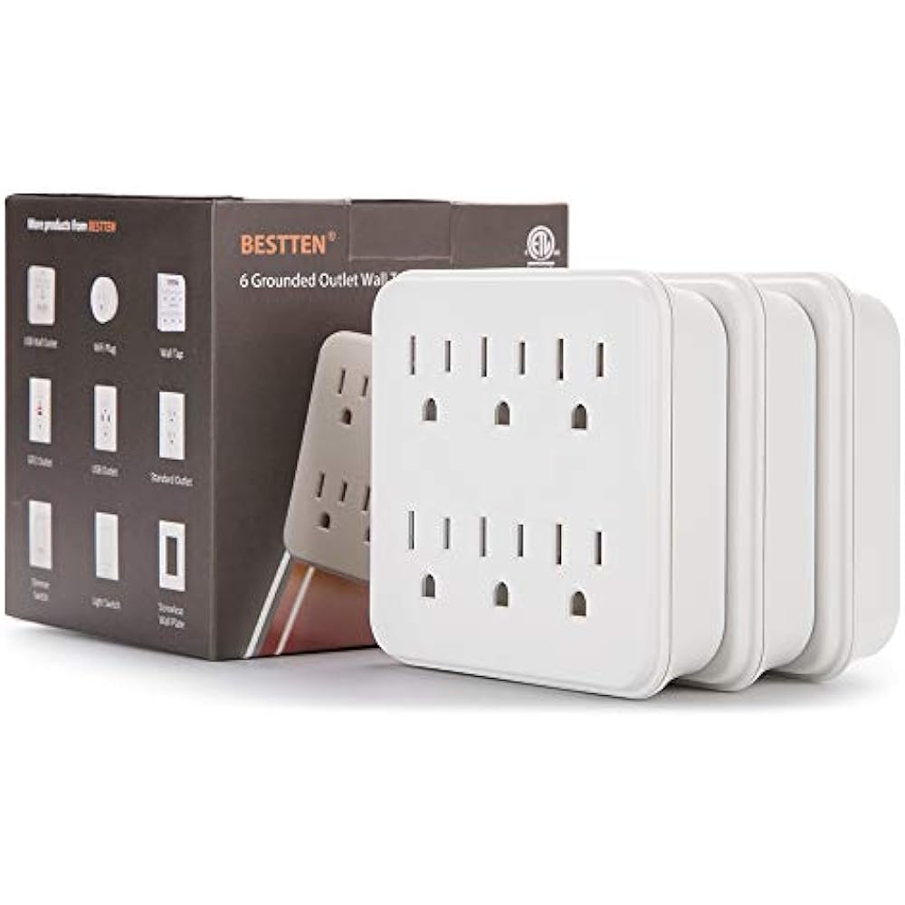 3 Pack Multiple Outlet Wall Plug, 6 Extender, Tap Adapter, Ground Socket ETL 728408169838 eBay
