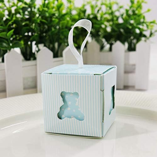 10Pcs Lovely Small Candy Boxes Hollow Bear Dots Pattern Ribbon Baby Shower Anniversary Party Favors