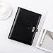 CAGIE Spiral Notebook A5 Binder Journal,6 Ring Binder Loose Leaf Journal,Soft Pu Leather Cover Business Spiral Diary,6.7 in x 9 in Refillable Diary with Card Slots, Pen Holder Black