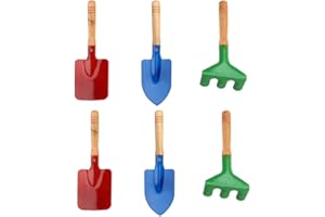 ifundom Wooden Boys and Girls Gardening Tools Set 2 Pack of 6 Pc Mini Garden Tools Shovel Trowel Rake for Boys Girls Safe Ran