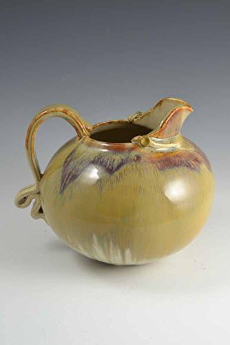 Ceramic, Taupe, Cream &amp; Deep Red Pitcher / Jug or Gravy Boat, Pottery