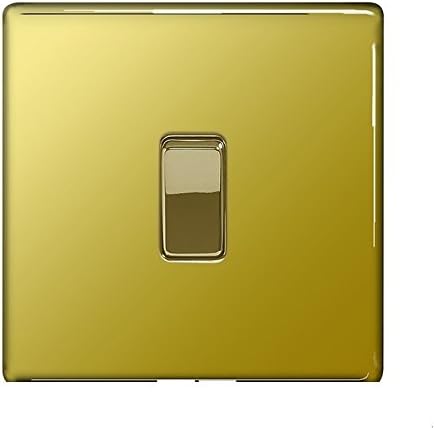 BG Electrical FPB1212 1-Gang 2-Way Metal Brushed/ Stainless Steel Light Switch - Polished Brass