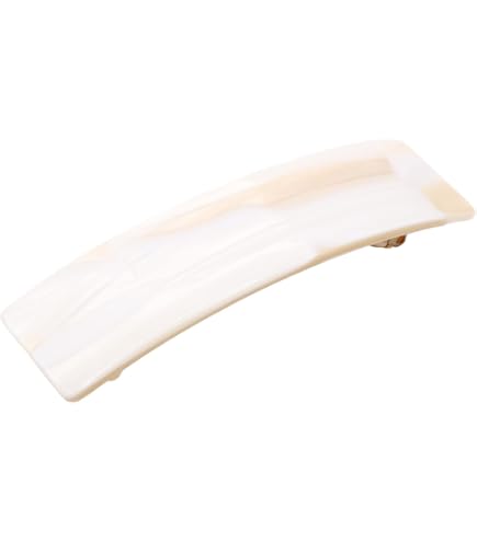 White Tokyo Celluloid Automatic Hair Clip Barrette Wide Elegant Hair Accessory Amazon.com : French Amie Fine 1 main image 3
