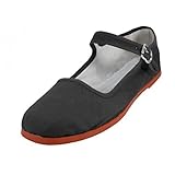 Shoes 18 Womens Cotton China Doll Mary Jane Shoes Ballerina Ballet Flats Shoes 11 Colors (10, 114 Black Canvas)