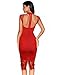 Meilun Womens Rayon Lace Patchwork Sleeveless Bandage Bodycon Club Party Dress (L, Red)