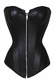 frawirshau Faux Leather Corsets for Women Lace up Boned Waist Cincher Bustier Lingerie Overbust Gothic Corset Top