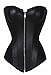 Frawirshau Women's Faux Leather Lace up Boned Overbust Corset Bustier Clubwear