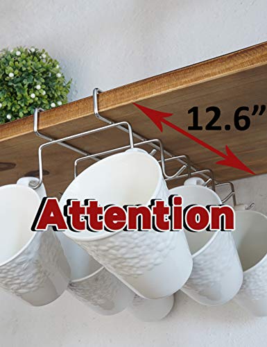 bafvt Coffee Mug Holder - 304 Stainless Steel Cup Rack Under Cabinet, 10Hooks, Fit for The Cabinet 0.8" or Less - Thumbnail 6