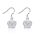 Crown Earrings Dangle Plated Sterling Silver for Women Zircon Jewelry