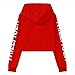 U-WARDROBE Casual Hoodie Literal Printing Sport Crop Top Sweatshirt Jumper Pullover Tops Red M