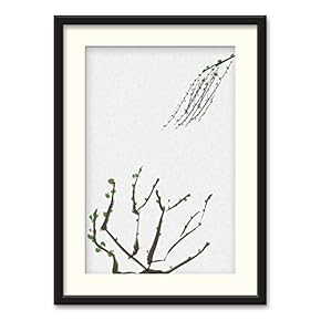 Black Paper Framed Canvas Wall Art for Living Room, Bedroom Traditional Chinese Words and Plants Canvas Prints for Home Decoration Ready to Hanging - 23x31 inches