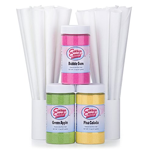 Cotton Candy Express 3 Flavor Cotton Candy Sugar Pack with Bubble Gum