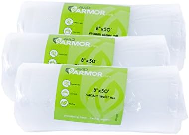 Vacuum Sealer Bags Roll 8x50. 3 Pack for Food Saver and Seal a Meal Vac Machine, Heavy Duty Commercial Storage Rolls BPA Free Sous Vide Vaccume Safe Cut to Bag Size 150 Total Feet Avid Armor
