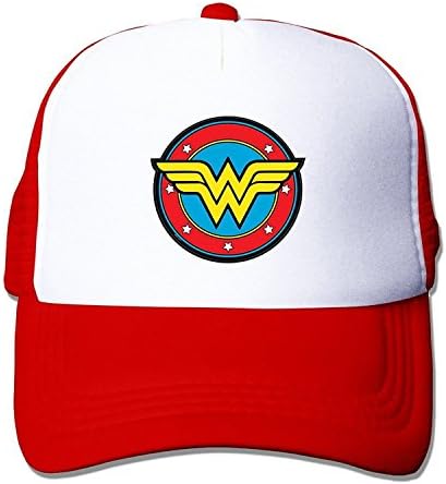 LIANBANG wonder woman Adjustable Printing Mesh Cap Unisex Adult Sun Visor Baseball Mesh Hat - Red