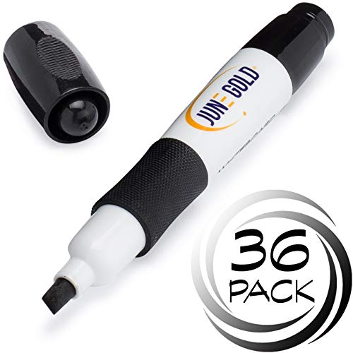 June Gold 36 Black Dry Erase Whiteboard Markers, Chisel Tip, Low Odor
