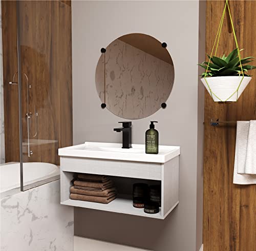 RIVERZZA Gabinete Armario para Banheiro 100% MDF com Cuba - Livorno Lineo 60cm