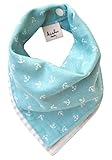 Kishu Baby Bandana Bib, Reversible Nautical Stripe, Unisex, One Size Turquoise Blue