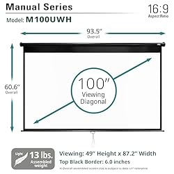 Elite Screens Manual Series, 100-INCH 16:9, Pull