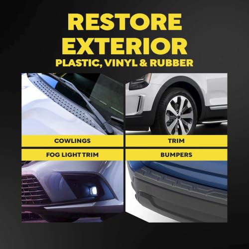 Meguiar's G15812EU Ultimate Black Restorer – Renovates Exterior Plastics, Vinyl, Rubber – UV Protection, Quick Drying – Shiny Black – 355 ml – Car Cleaning