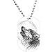 Black and White Howling Wolf Dog Tag Necklace