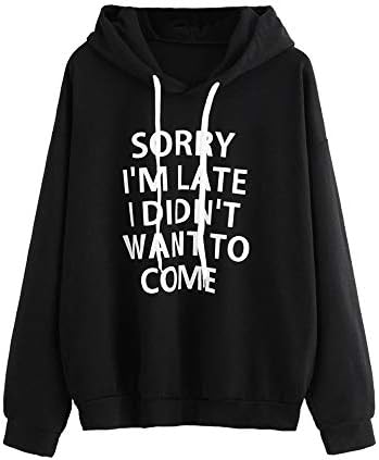 Letter Print Hoodie, Duseedik Women O-Neck Hoodie Jumper Long Sleeve Letter Print Sweatshirt Pullover Tops