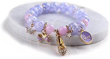 Ice Crack Crystal Korean Style Charm Bracelet Crystal Shoe Bow Tie Crown Star (Lavender)