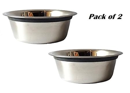 Pets Empire Stainless Steel Classic Dog Bowl - Mirror Finish 2800 ML (2 Pack)