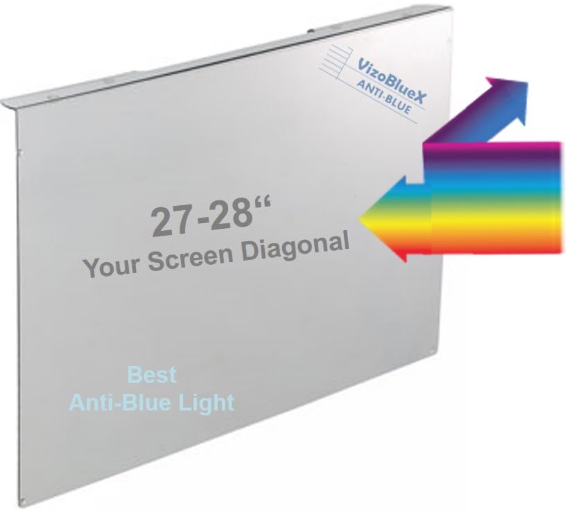 27-28 inch VizoBlueX Anti-Blue Light Filter for Computer Monitor. Blue Light Monitor Screen Protector Panel (63 X 37 cm). Blocks Blue Light 380 to 495 nm. Fits LCD, TV and PC, Mac Monitors