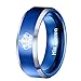 Blue Her King His Queen Crown Rings Couples Stainless Steel Ring, Engagement Wedding Band Anniversary Christmas Valentines Gifts