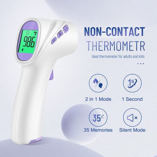 1NoTouch Digital Forehead Thermometer, Infrared Thermometer for Adults