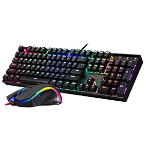 Redragon K551-RGB-BA Mechanical Gaming Keyboard and Mouse Combo Wired RGB LED Backlit 104 Key Keyboard & 7200 DPI Mouse…