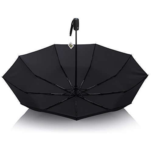 AYL Windproof Travel Umbrella with Teflon Coating and Zipper Pouch (Black) - Thumbnail 2