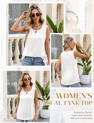 Fashora Women's Summer Round Neck Tank Tops Sexy Loose Tank Top Casual Plain Blouse Elegant Keyhole for Women