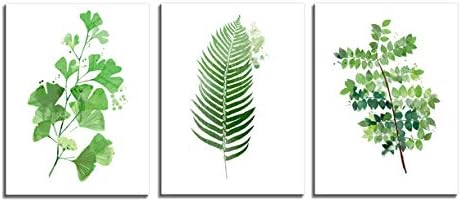 Meigan Art Canvas Wall Art Green Leaf Painting Picture Prints Canvas Artwork for Home Decoration (12X16InchX3)