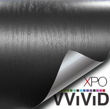 VViViDBlack Wood Grain Faux Finish Textured Adhesive Vinyl Wrap Film DIY No Mess Easy to Install Air-Release Adhesive (2ft x 48 Inch)